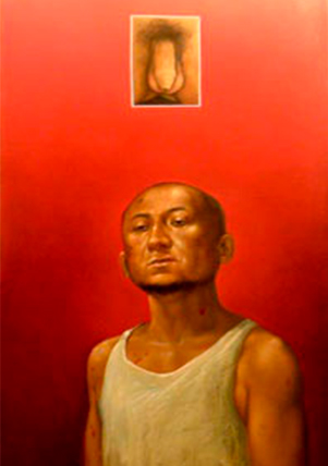 Autorretrato como enfermo de sida. 90cm x 110cm. Óleo/algodón.