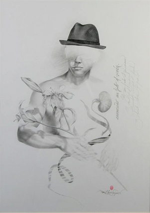 Hombre enamorado. 60cm x 90cm. Lápiz/papel.